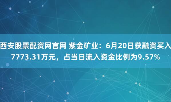 西安股票配资网官网 紫金矿业：6月20日获融资买入7773.31万元，占当日流入资金比例为9.57%