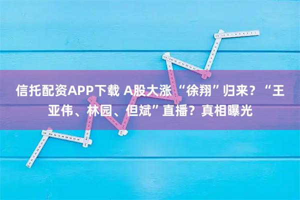信托配资APP下载 A股大涨 “徐翔”归来？“王亚伟、林园、但斌”直播？真相曝光